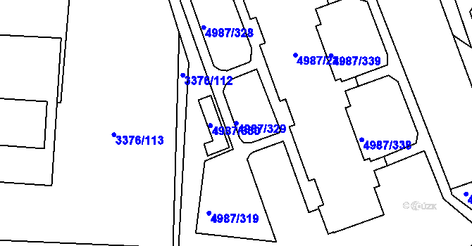 Parcela st. 4987/329 v KÚ Louny, Katastrální mapa