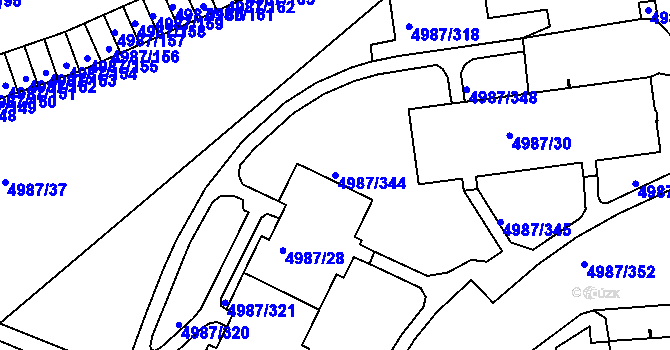 Parcela st. 4987/344 v KÚ Louny, Katastrální mapa