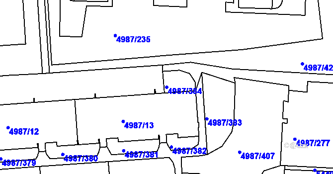 Parcela st. 4987/384 v KÚ Louny, Katastrální mapa