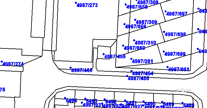 Parcela st. 4987/459 v KÚ Louny, Katastrální mapa