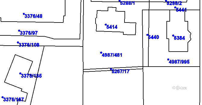 Parcela st. 4987/481 v KÚ Louny, Katastrální mapa