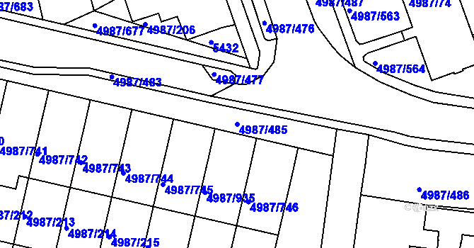 Parcela st. 4987/485 v KÚ Louny, Katastrální mapa