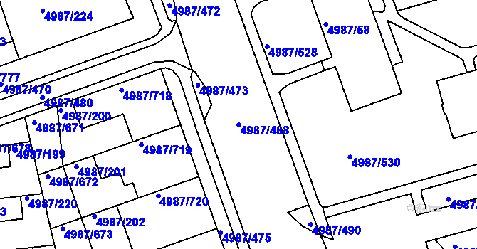 Parcela st. 4987/488 v KÚ Louny, Katastrální mapa