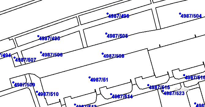 Parcela st. 4987/508 v KÚ Louny, Katastrální mapa