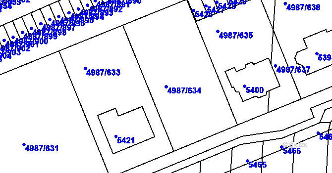 Parcela st. 4987/634 v KÚ Louny, Katastrální mapa
