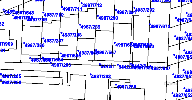 Parcela st. 4987/667 v KÚ Louny, Katastrální mapa