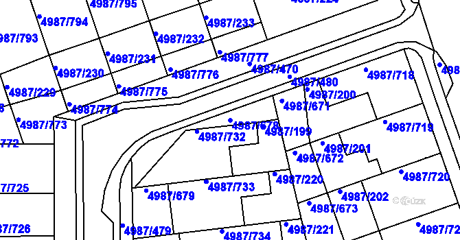 Parcela st. 4987/678 v KÚ Louny, Katastrální mapa