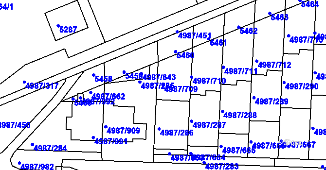 Parcela st. 4987/709 v KÚ Louny, Katastrální mapa