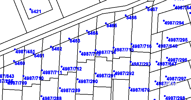 Parcela st. 4987/714 v KÚ Louny, Katastrální mapa