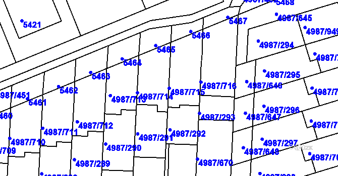 Parcela st. 4987/715 v KÚ Louny, Katastrální mapa