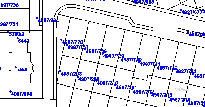 Parcela st. 4987/739 v KÚ Louny, Katastrální mapa