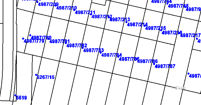 Parcela st. 4987/784 v KÚ Louny, Katastrální mapa