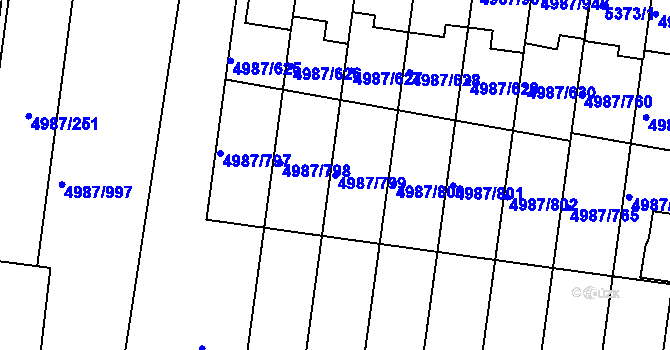Parcela st. 4987/799 v KÚ Louny, Katastrální mapa