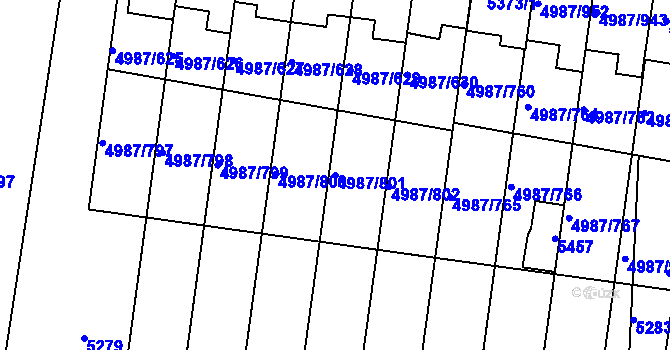 Parcela st. 4987/801 v KÚ Louny, Katastrální mapa