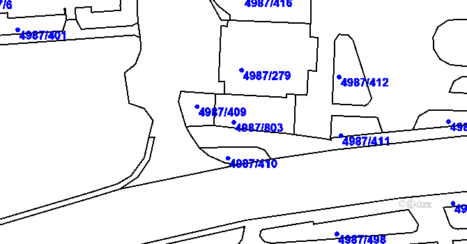 Parcela st. 4987/803 v KÚ Louny, Katastrální mapa