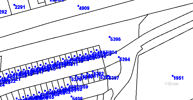 Parcela st. 4987/804 v KÚ Louny, Katastrální mapa
