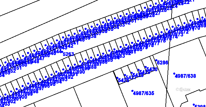 Parcela st. 4987/883 v KÚ Louny, Katastrální mapa