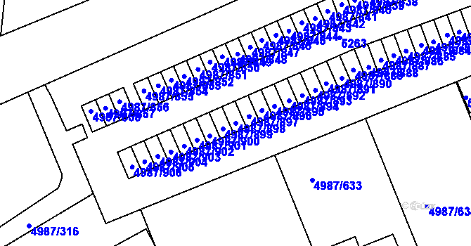 Parcela st. 4987/898 v KÚ Louny, Katastrální mapa