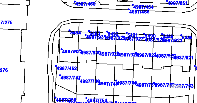 Parcela st. 4987/928 v KÚ Louny, Katastrální mapa