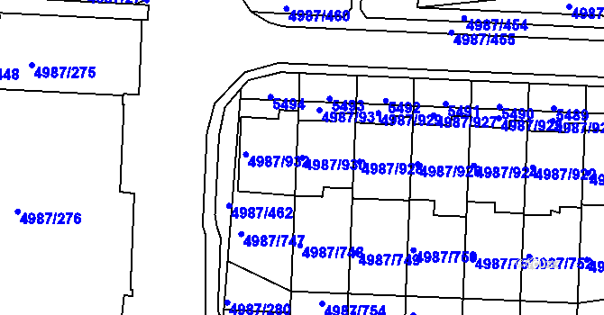 Parcela st. 4987/930 v KÚ Louny, Katastrální mapa