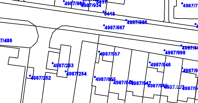 Parcela st. 4987/957 v KÚ Louny, Katastrální mapa