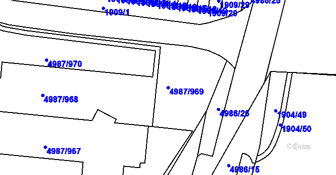 Parcela st. 4987/969 v KÚ Louny, Katastrální mapa