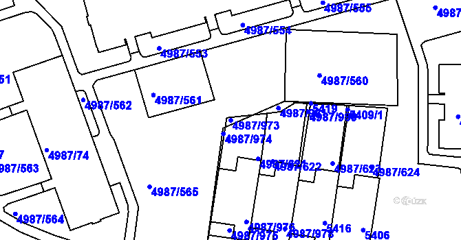 Parcela st. 4987/973 v KÚ Louny, Katastrální mapa