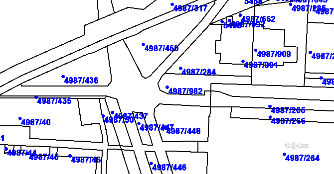 Parcela st. 4987/982 v KÚ Louny, Katastrální mapa