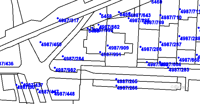 Parcela st. 4987/991 v KÚ Louny, Katastrální mapa