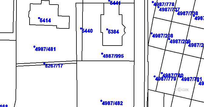 Parcela st. 4987/995 v KÚ Louny, Katastrální mapa