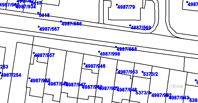Parcela st. 4987/998 v KÚ Louny, Katastrální mapa
