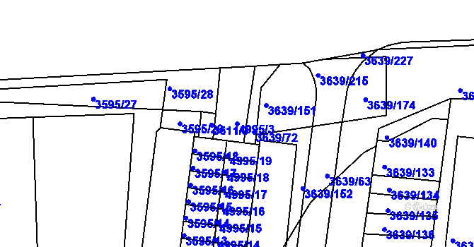 Parcela st. 4995/3 v KÚ Louny, Katastrální mapa