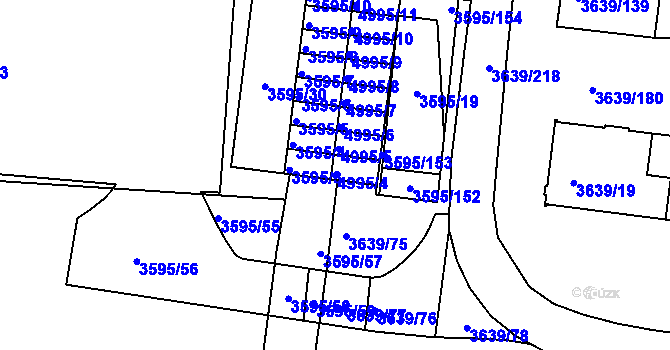 Parcela st. 4995/4 v KÚ Louny, Katastrální mapa