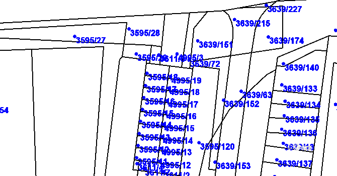 Parcela st. 4995/18 v KÚ Louny, Katastrální mapa
