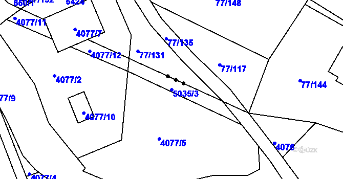 Parcela st. 5035/3 v KÚ Louny, Katastrální mapa