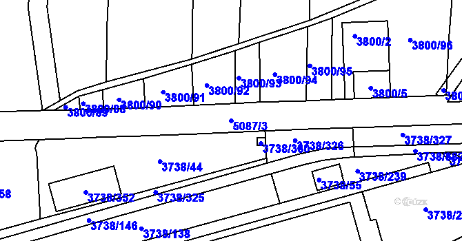 Parcela st. 5087/3 v KÚ Louny, Katastrální mapa