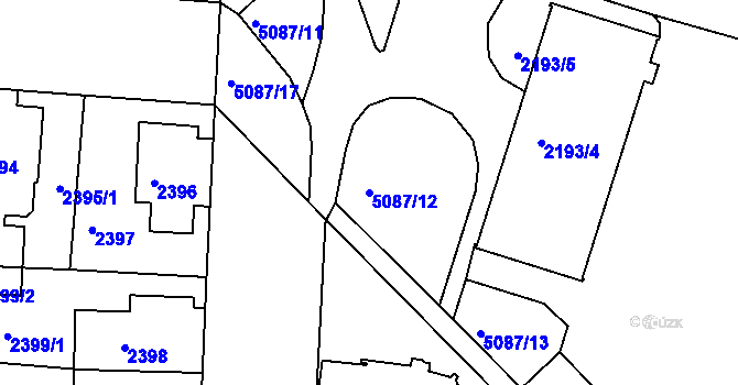 Parcela st. 5087/12 v KÚ Louny, Katastrální mapa