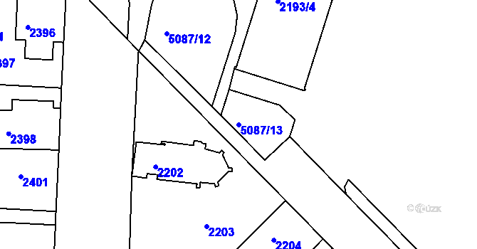 Parcela st. 5087/13 v KÚ Louny, Katastrální mapa