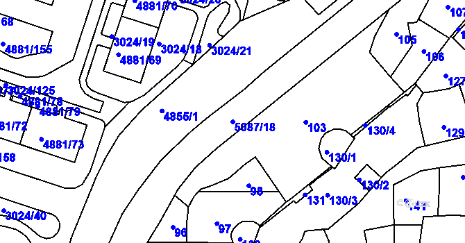 Parcela st. 5087/18 v KÚ Louny, Katastrální mapa