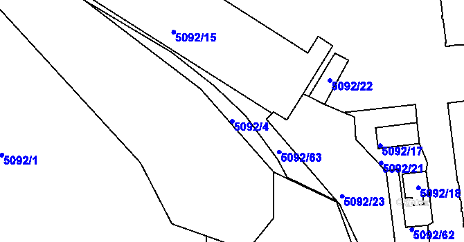 Parcela st. 5092/4 v KÚ Louny, Katastrální mapa