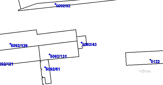 Parcela st. 5092/43 v KÚ Louny, Katastrální mapa