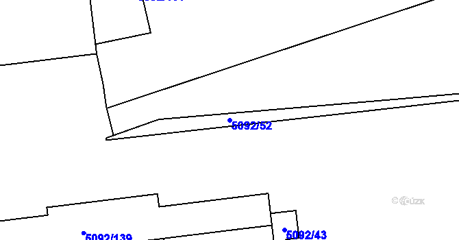 Parcela st. 5092/52 v KÚ Louny, Katastrální mapa