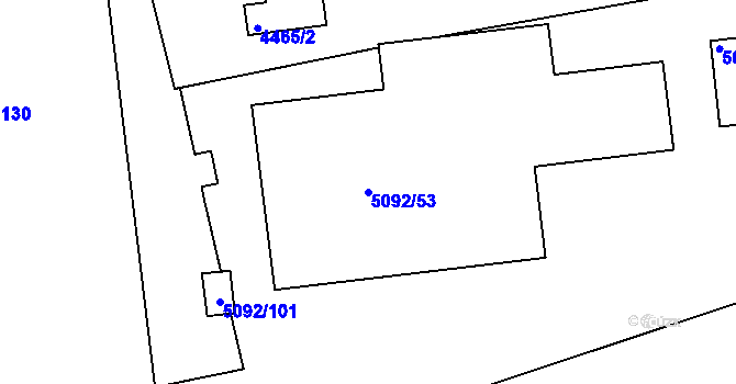 Parcela st. 5092/53 v KÚ Louny, Katastrální mapa