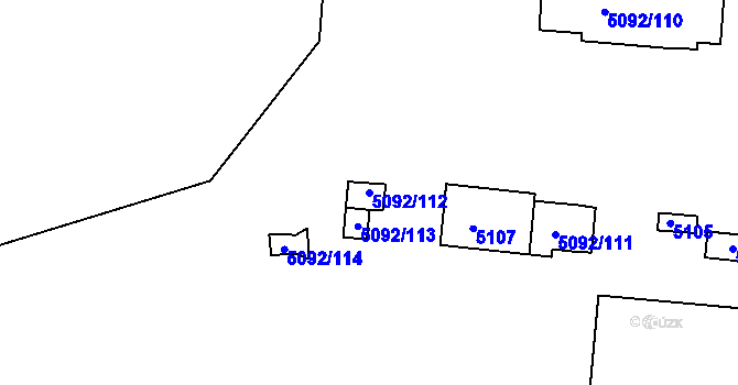 Parcela st. 5092/112 v KÚ Louny, Katastrální mapa