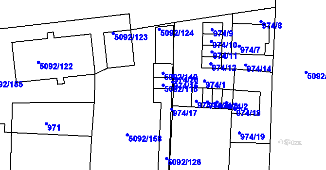 Parcela st. 5092/116 v KÚ Louny, Katastrální mapa