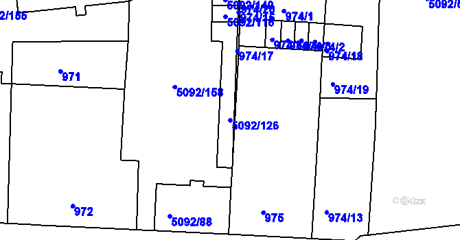 Parcela st. 5092/126 v KÚ Louny, Katastrální mapa