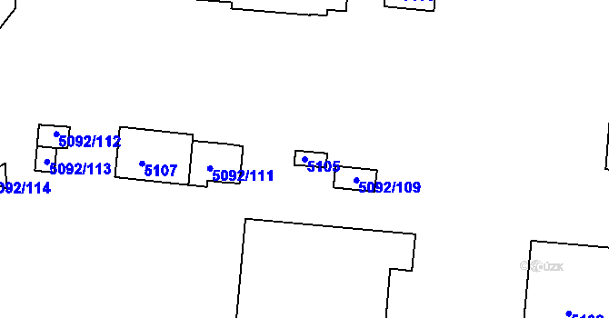 Parcela st. 5105 v KÚ Louny, Katastrální mapa