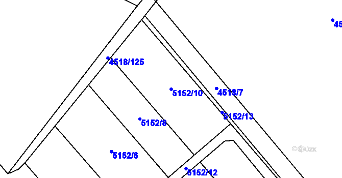 Parcela st. 5152/10 v KÚ Louny, Katastrální mapa