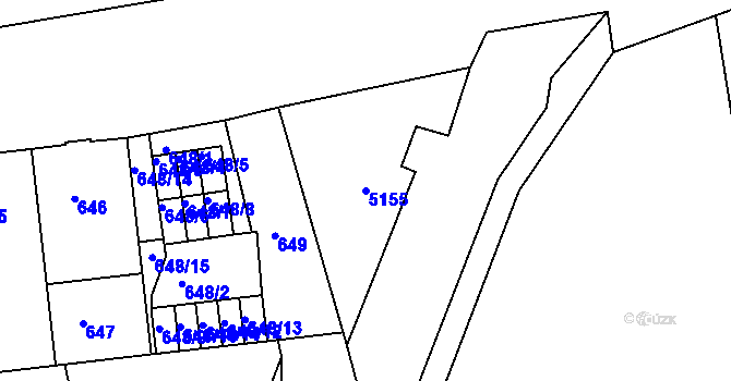 Parcela st. 5155 v KÚ Louny, Katastrální mapa