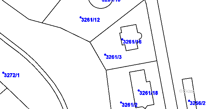 Parcela st. 3261/3 v KÚ Louny, Katastrální mapa